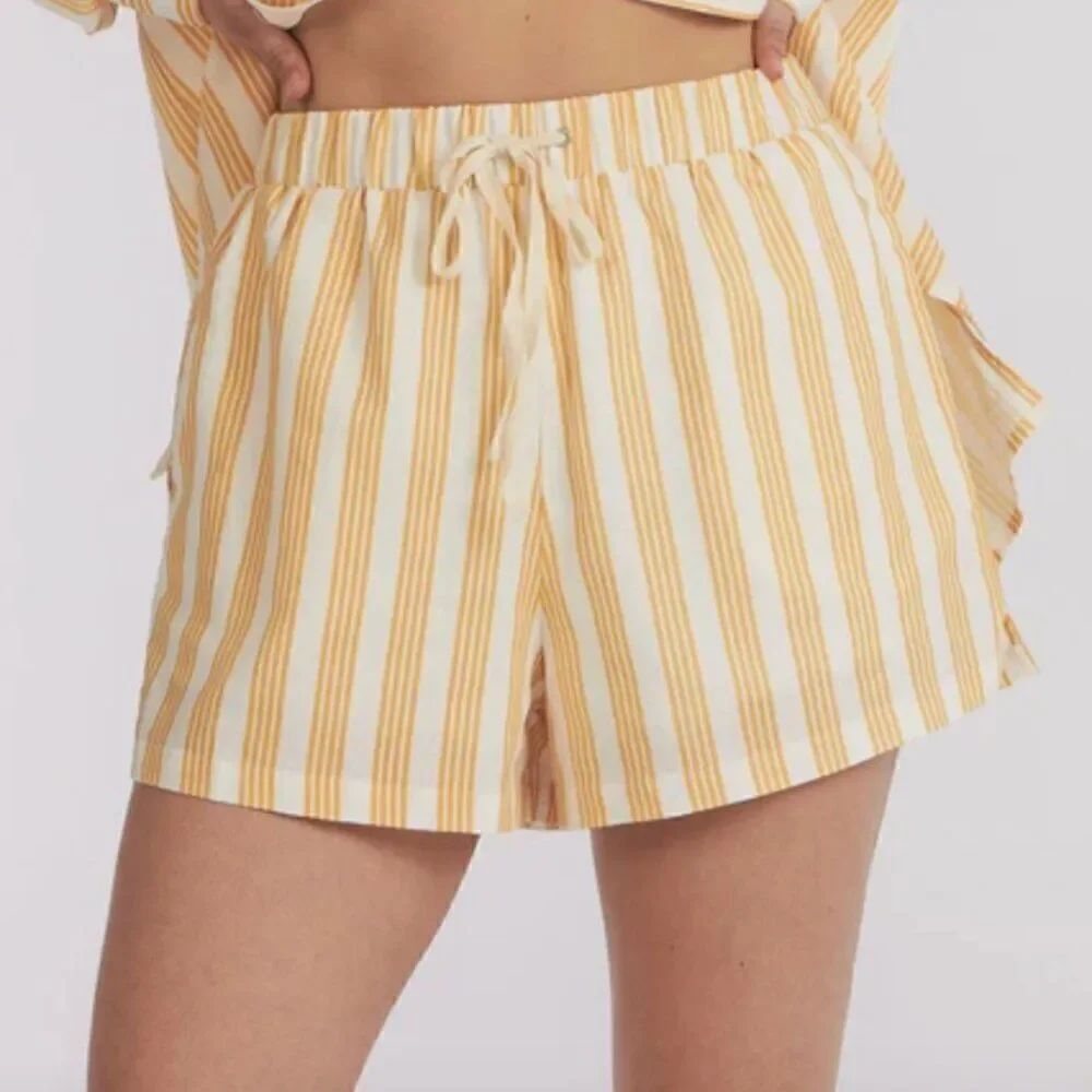 Charlie Holiday Yellow and white sunset stripe Isabelle pajama shorts NWT